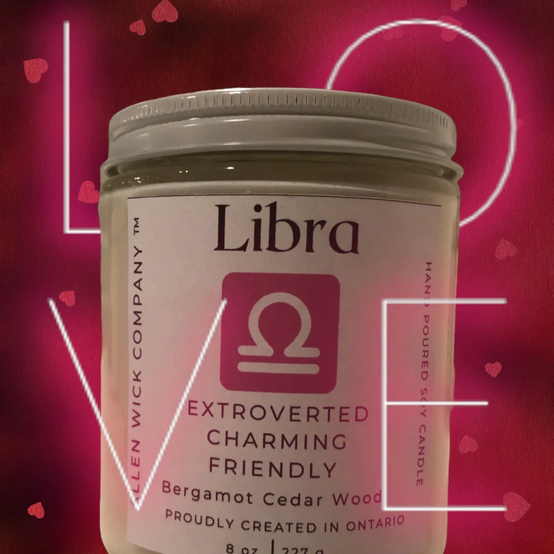 Libra September 23-October 22. Zodiac Sign Soy Jar Candle (Small and Medium)$3.00 will go to your selected charity.