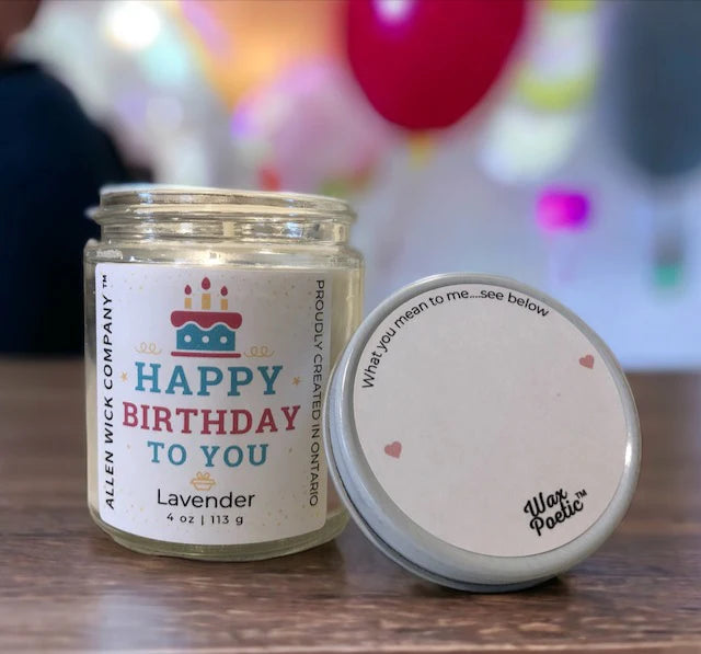 Happy BIrthday 4 oz. & 8 oz. Lavender Scented $3.00 will go to your selected charity.