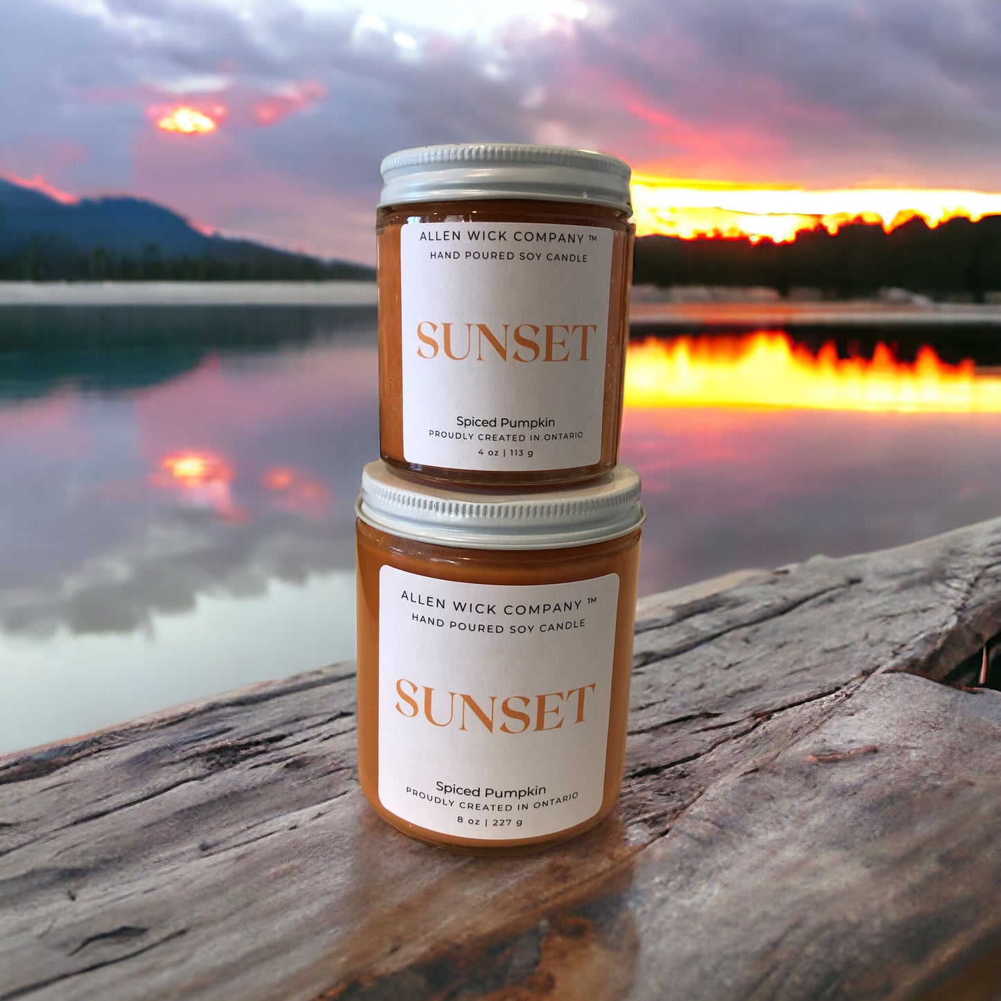 SUNSET Spiced Pumpkin Soy Jar Candle (Small and Medium) $3.00 will go to your selected charity.