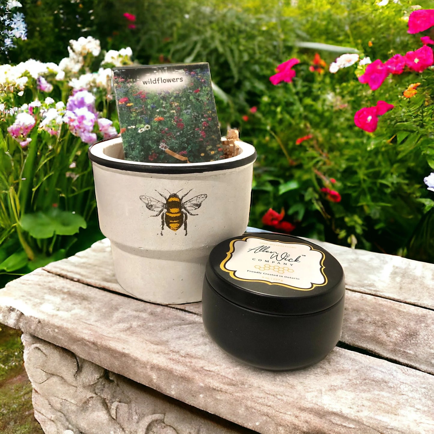 Beeswax Candles 8 oz. + Planter + Seeds. $5.00 will go to your selected charity.