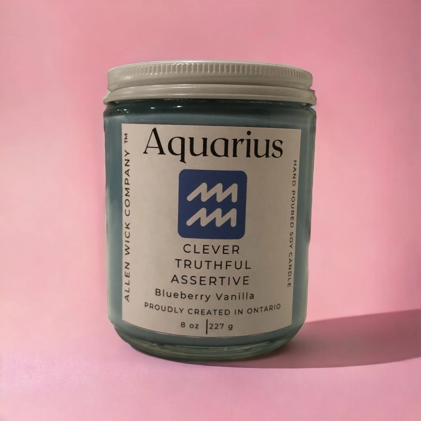 Aquarius January 20 – February 18. Zodiac Sign Soy Jar Candle (Small and Medium)