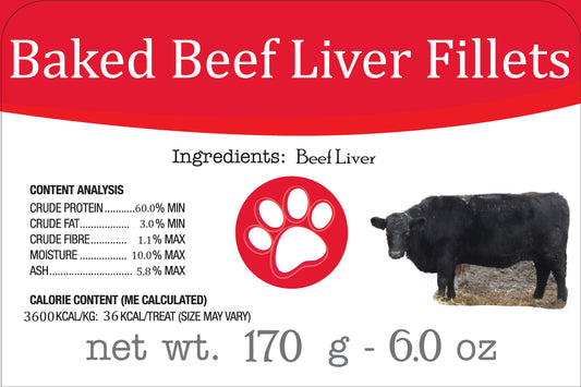 Baked Beef Liver Fillets 170 g. Made in Ontario