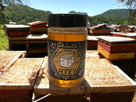 Honey 500 grams. Proudly Made in Ontario by Thurston Honey Bee Co.