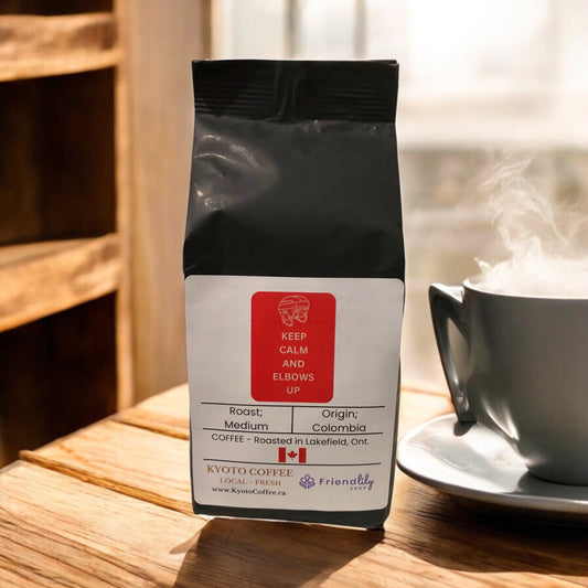 "Elbows Up" Kyoto Coffee 340 gr. $3.00 will go to your selected charity.